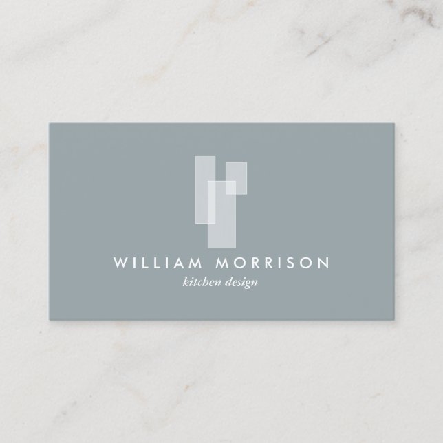 Modern Architectural Blocks Logo II White/Slate Business Card (Front)