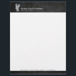 Modern Architectural Blocks Logo White/Dark Metal Letterhead<br><div class="desc">Coordinates with the Modern Architectural Blocks Logo White/Dark Metal Business Card Template by 1201AM. The overlapping white blocks give a modern architectural aesthetic to this designer letterhead template. The perfect identity for architects, architecture firms, builders, designers, etc. Set on a dark, grunge metal background image for added depth. This design...</div>