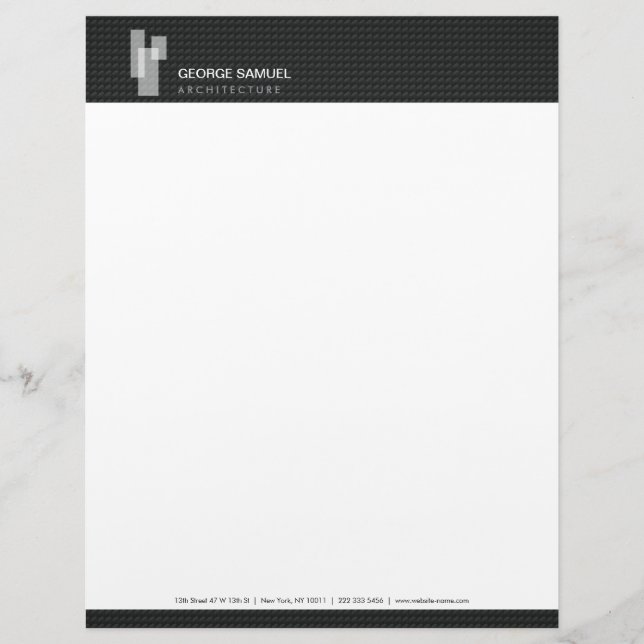 Modern Architectural Blocks Logo White/Gray  Letterhead (Front)
