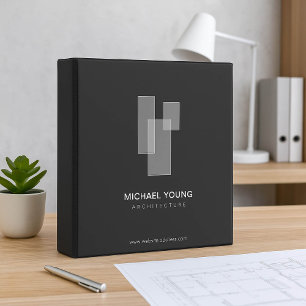 Modern Architectural Blocks Logo White/Grey Binder
