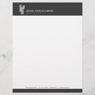 Modern Architectural Blocks Logo White/Grey Letterhead