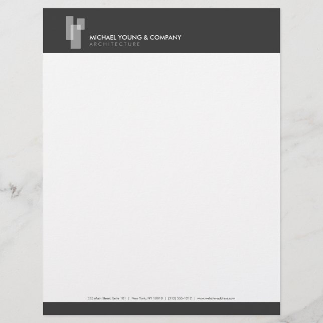 Modern Architectural Blocks Logo White/Grey Letterhead (Front)