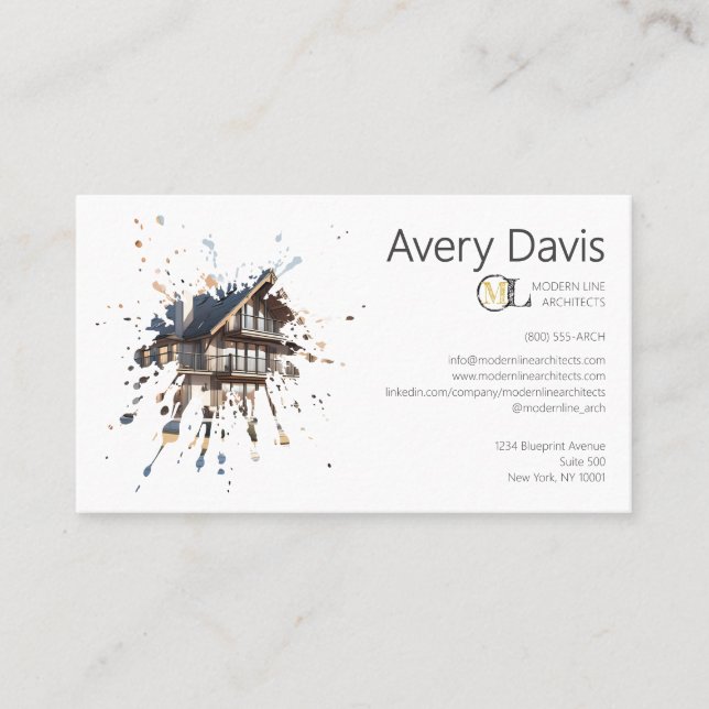 Modern Architecture Firm with Artistic Design Business Card (Front)