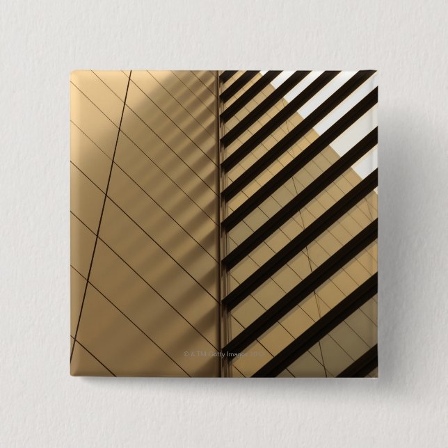 Modern architecture, yellow toned 2 inch square button (Front)