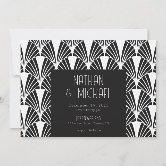 Modern Ard Deco Black and White Invitation (Front)