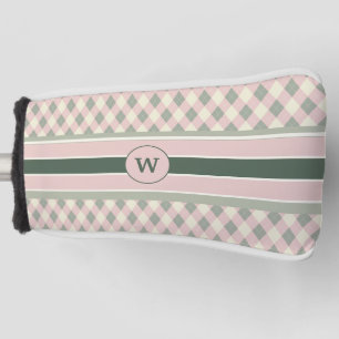 Modern Argyle Pattern Monogrammed Golf Head Cover