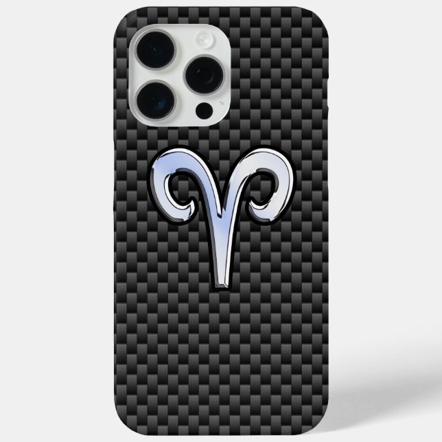 Modern Aries Sign on Charcoal Carbon Fibre Print Case-Mate iPhone Case (Back)
