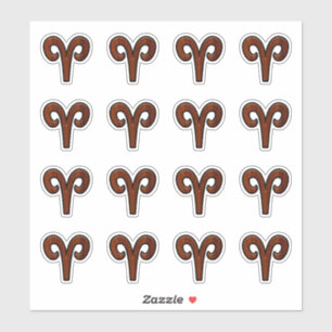 Modern Aries Zodiac Symbol in Mahogany like print