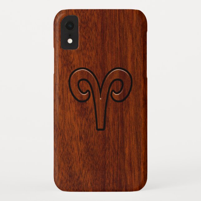 Modern Aries Zodiac Symbol in Mahogany like print Case-Mate iPhone Case (Back)