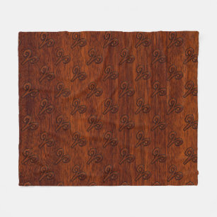 Modern Aries Zodiac Symbol in Mahogany like print Fleece Blanket