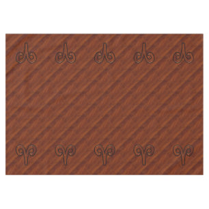 Modern Aries Zodiac Symbol in Mahogany like print Tablecloth