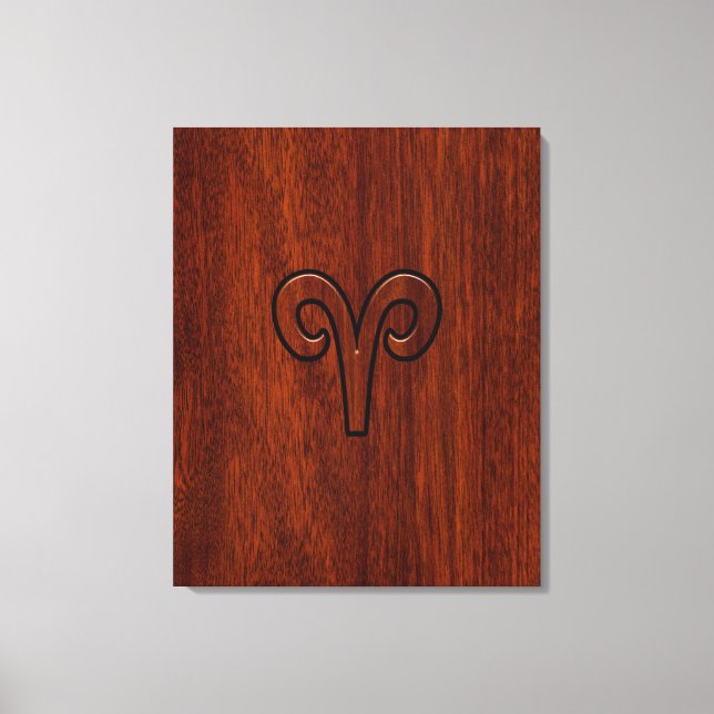 Modern Aries Zodiac Symbol on Mahogany like print (Front)