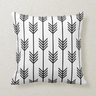 Modern Arrow Fletching Pattern Black and White Throw Pillow