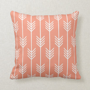 Modern Arrow Fletching Pattern Peach Throw Pillow