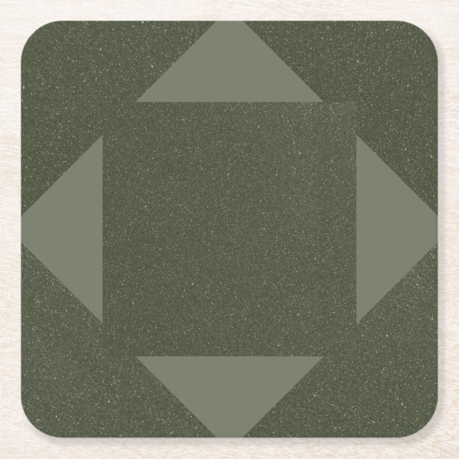 Modern Arrow Frame Paper Coaster – Moss Green (Front)