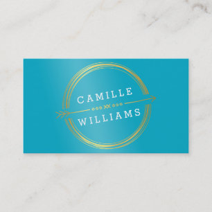 MODERN ARROW gold foil rustic hand drawn turquoise Business Card