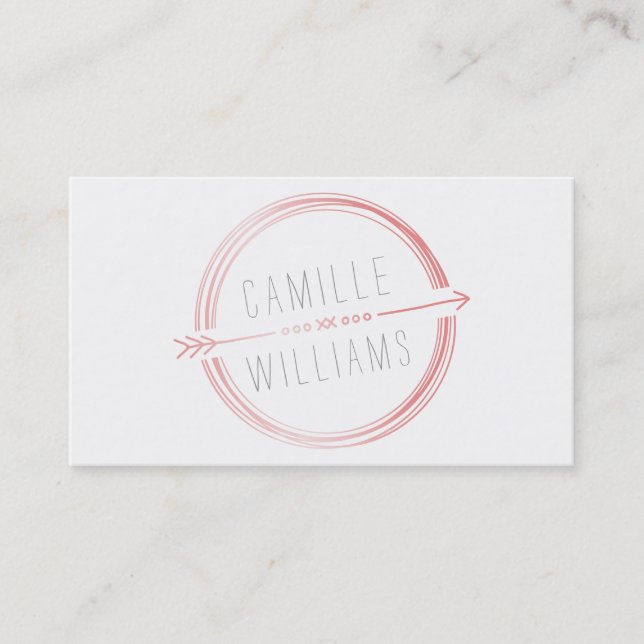 MODERN ARROW LOGO tribal rustic hand drawn coral Business Card (Front)