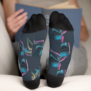 Modern Art Abstract Design Mixed Media Socks