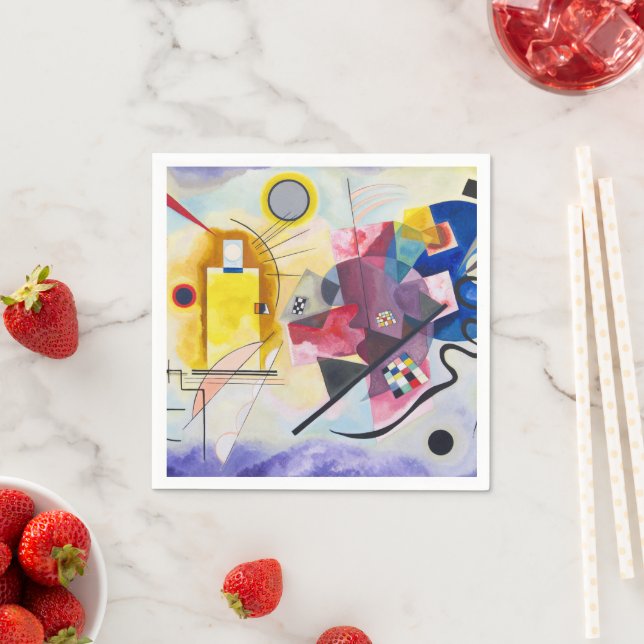 Modern Art Abstract Kandinsky Yellow Red Blue Napkin (Insitu)