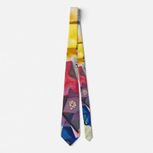 Modern Art Abstract Kandinsky Yellow Red Blue Tie