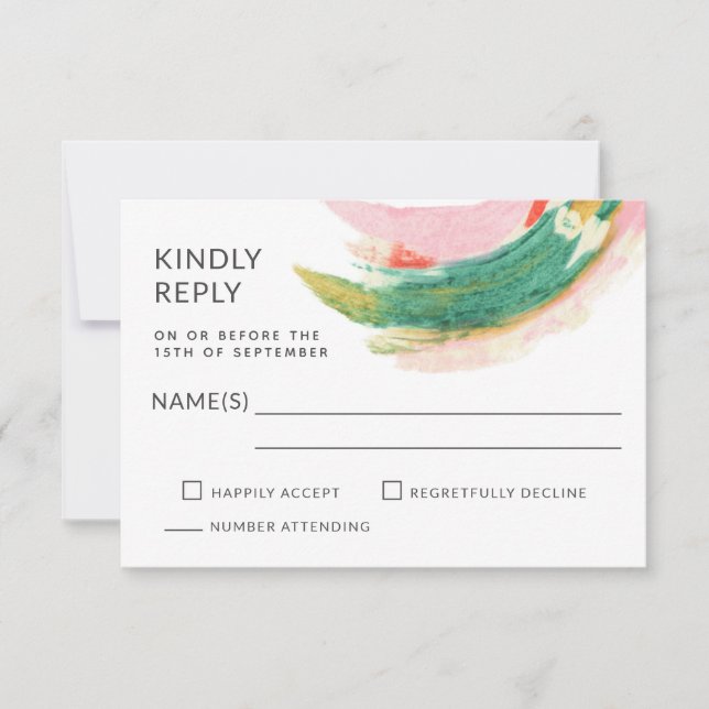 Modern Art Abstract Painted Strokes Wedding RSVP (Front)