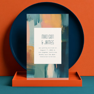 Modern Art Abstract Painting Unique Wedding Save The Date