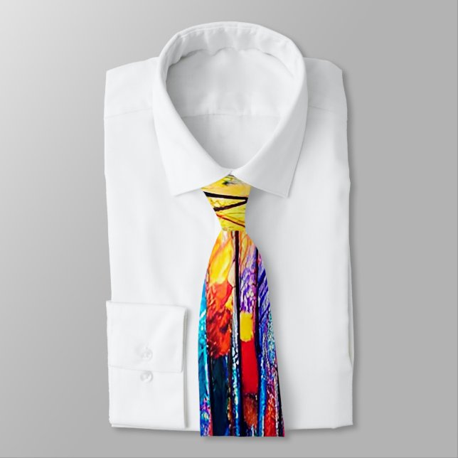 Modern Art Abstract Urban Pattern Artsy  Tie (Tied)