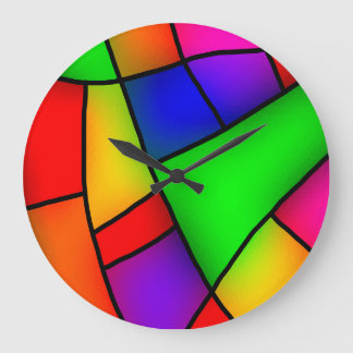 Modern Art, Artistic Colourful Mosaic Large Clock