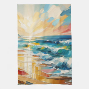 Modern Art Beach Sunset Art Design Kitchen Towel