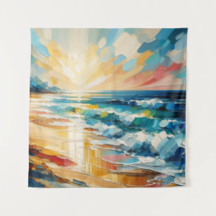 Modern Art Beach Sunset Tapestry