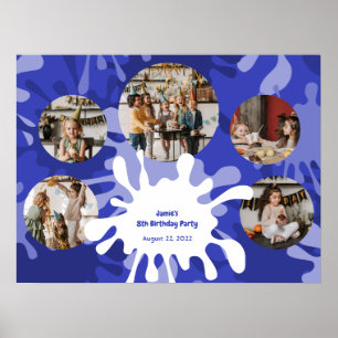 Modern Art Birthday 5 Photos Collage Template  Poster