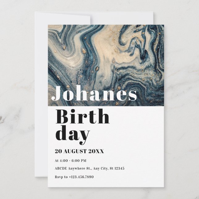 Modern art birthday  invitation (Front)