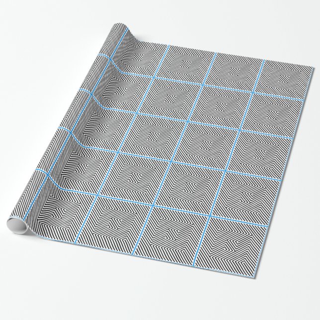 Modern Art Black, White Squares Wrapping Paper (Unrolled)