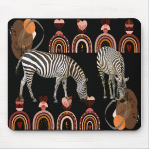 Modern Art Boho Bohemian Animals Rainbows Zebras  Mouse Pad