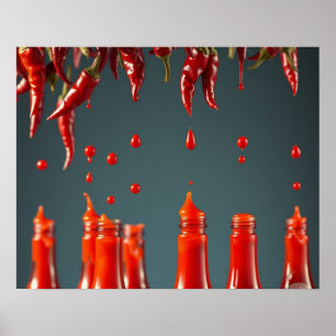 Modern Art Chili Pepper Hot Sauce Mexican Decor