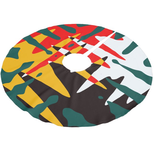 Modern Art Christmas Tree Skirt 4 Nations Decor (Angled)