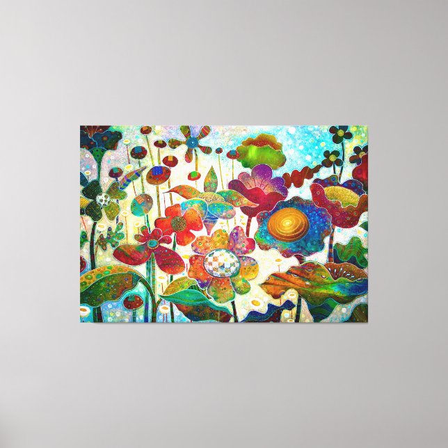 MODERN ART COLORFUL ACRYLIC  SPRING FLOWERS CANVAS PRINT (Front)