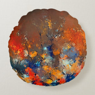Modern art. Colorful contemporary artwork. Color s Round Pillow