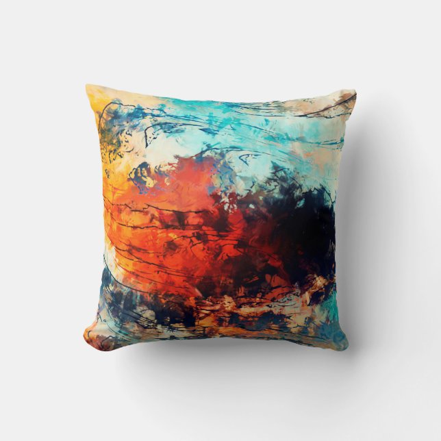 Modern art. Colourful contemporary artwork. Colour Throw Pillow (Front)