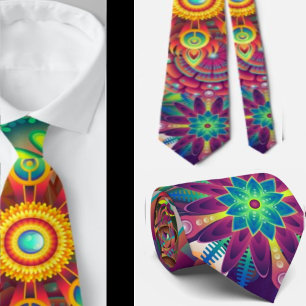 Modern Art Colourful Indian Art Groomsmen Neck Tie