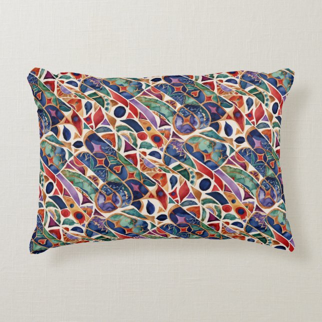 Modern Art Colourful Mosaic  Accent Pillow (Front)