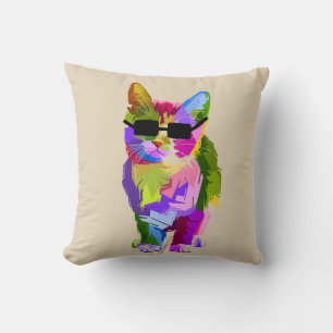 Modern art cool pop art kitty cat throw pillow