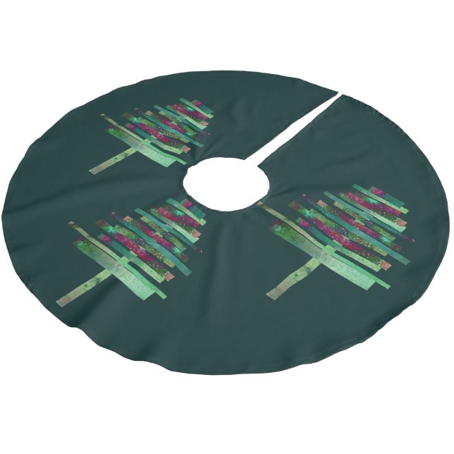 Modern art craft Christmas tree Brushed Polyester Tree Skirt (Angled)