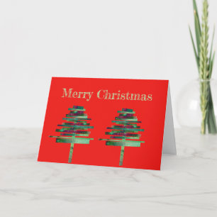 Modern art craft Christmas tree Holiday Card