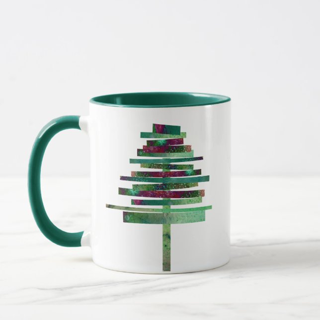 Modern art craft Christmas tree Mug (Left)