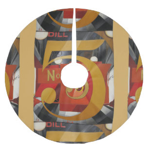 Modern Art Cubist Demuth Figure 5 in Gold Brushed Polyester Tree Skirt