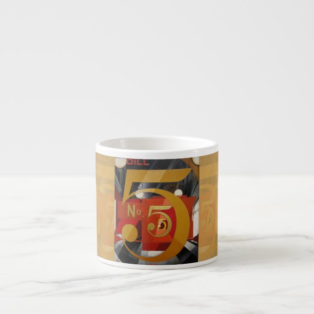 Modern Art Cubist Demuth Figure 5 in Gold Espresso Cup (Front)