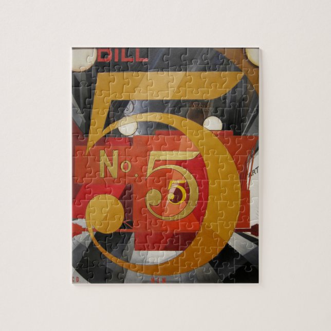 Modern Art Cubist Demuth Figure 5 in Gold Jigsaw Puzzle (Vertical)