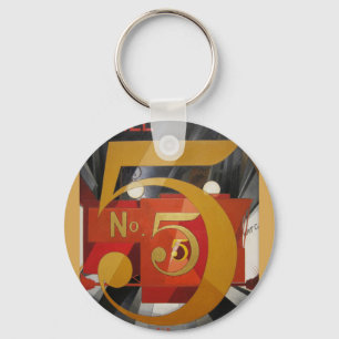 Modern Art Cubist Demuth Figure 5 in Gold Keychain