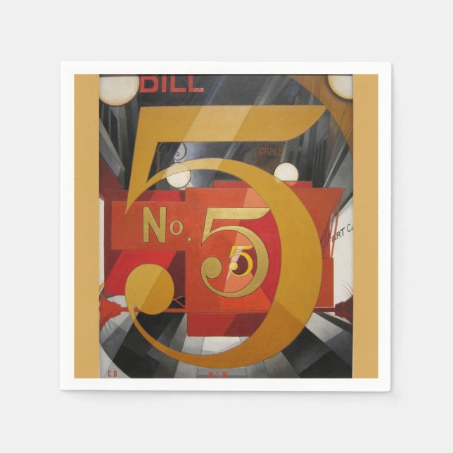 Modern Art Cubist Demuth Figure 5 in Gold Napkin (Front)